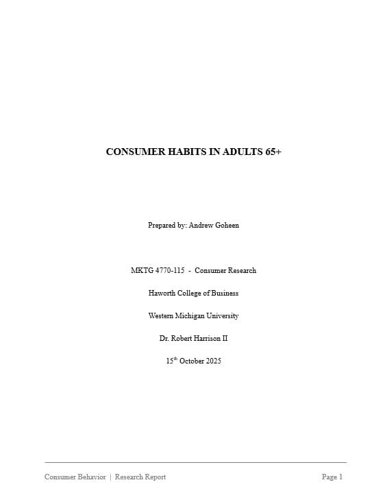 Consumer Research Report Cover